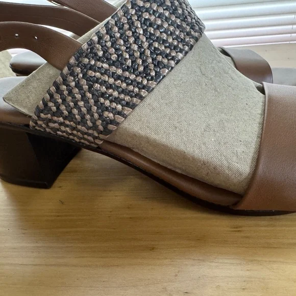 NEW ITALIAN SHOEMAKERS Black Brown Tan Sling back Sandals  Women's Sandals 8.5 M - Picture 2 of 11